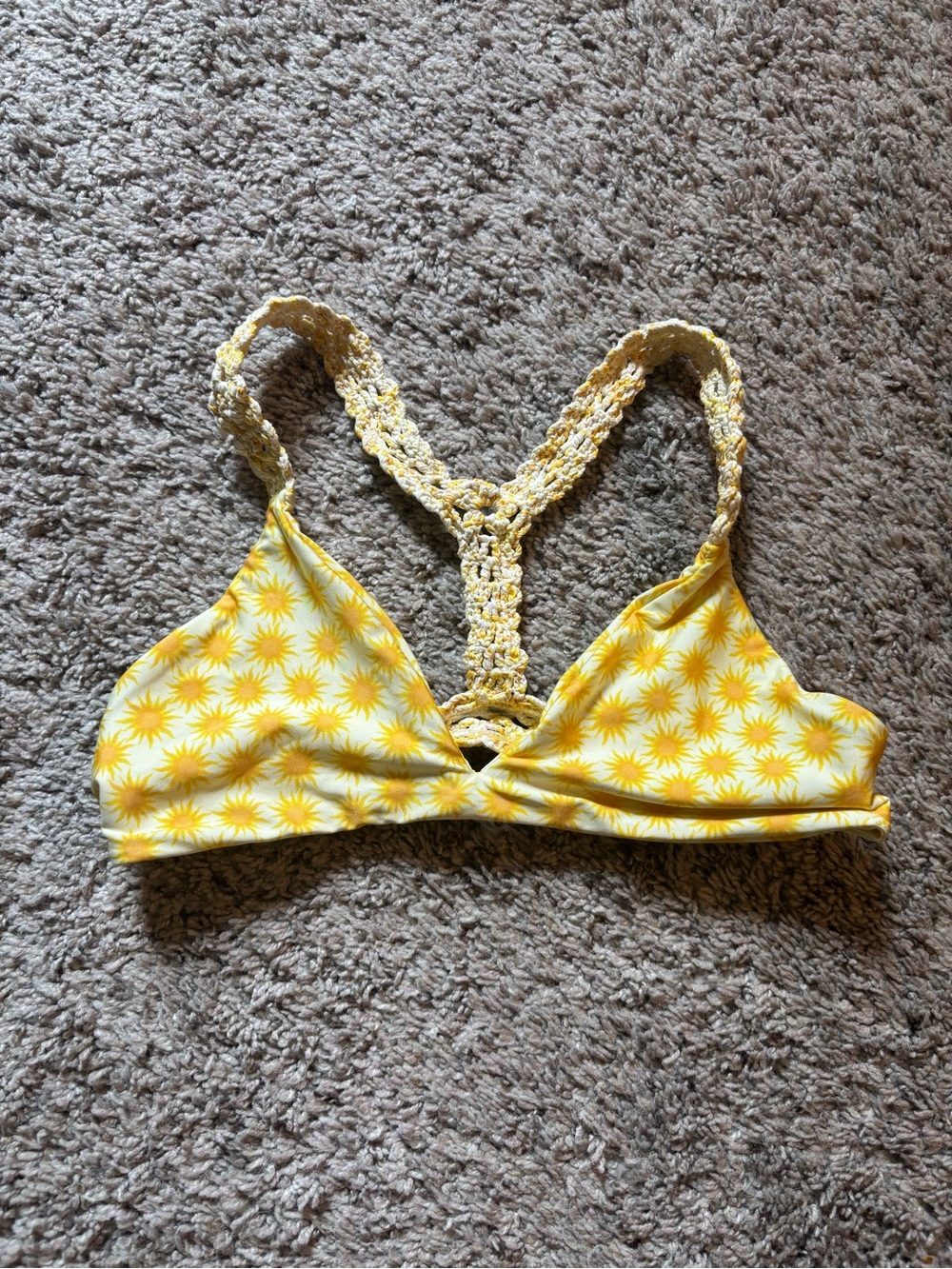 Yellow Sunburst Crochet-Back Bralette